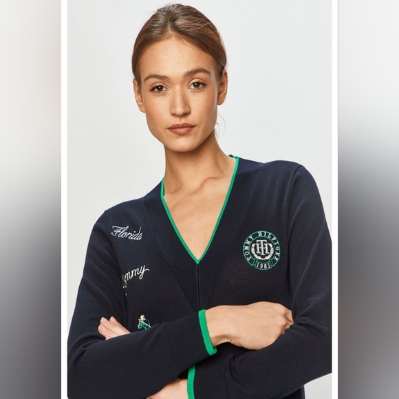 Tommy Hilfiger EMBROIDERY V-NECK JUMPER/ Sweater/Knitted/Preppy style/British - Picture 7 of 16